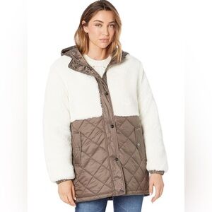 Sanctuary Hooded Quilt Mixed Media Jacket Size 3x